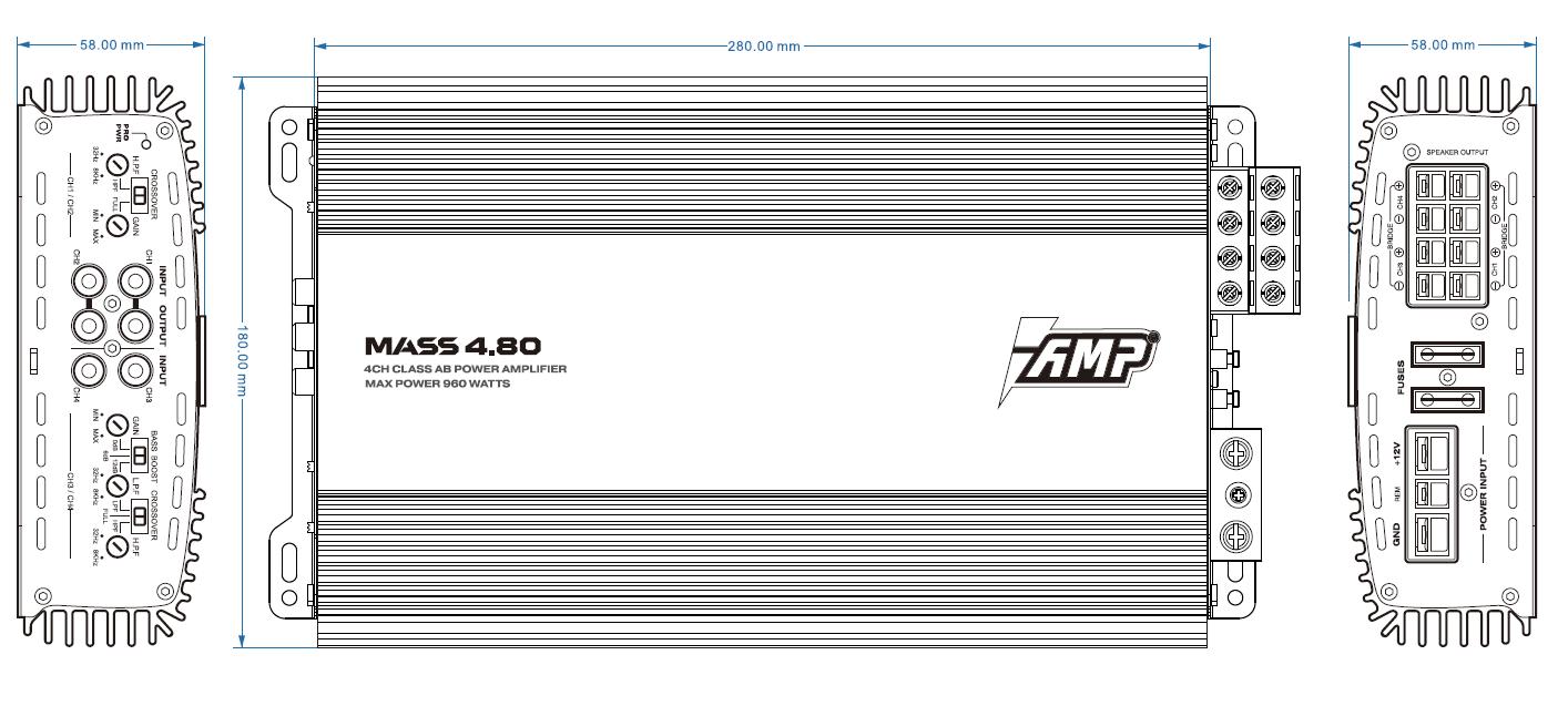 Усилитель AMP MASS 4.80 купить в интернет магазине AMPGROUP.  Усилитель AMP MASS 4.80   цены, большой каталог, новинки.
